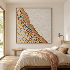 Gilded Pebble Stream – Abstract Textured Wall Art