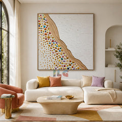 Gilded Pebble Stream – Abstract Textured Wall Art