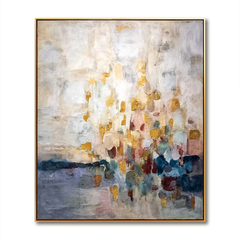 Golden Dawn – Abstract Gold Leaf Oil Painting, Modern Textured Wall Art