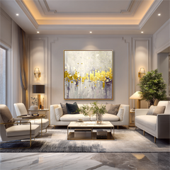 Golden Echoes – Abstract Gold Leaf Oil Painting, Modern Textured Wall Art