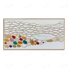 Golden Riverbed Mosaic – Abstract Textured Wall Art hand-painted wall art