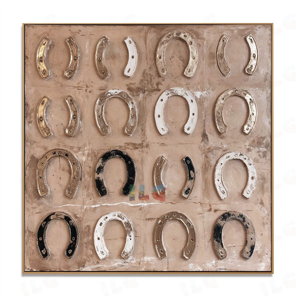Horseshoe Grid – Wabi Sabi Textured Wall Art hand-painted wall art