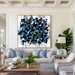 Midnight Mosaic – Contemporary Blue Abstract Oil Painting