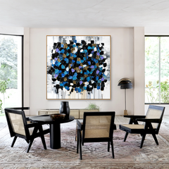 Midnight Mosaic – Contemporary Blue Abstract Oil Painting
