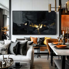 Obsidian Luminary – Textured Abstract Oil Painting