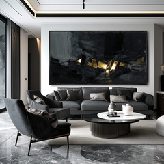 Obsidian Luminary – Textured Abstract Oil Painting