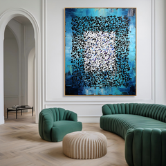 Ocean Cipher – Contemporary Blue Abstract Oil Painting