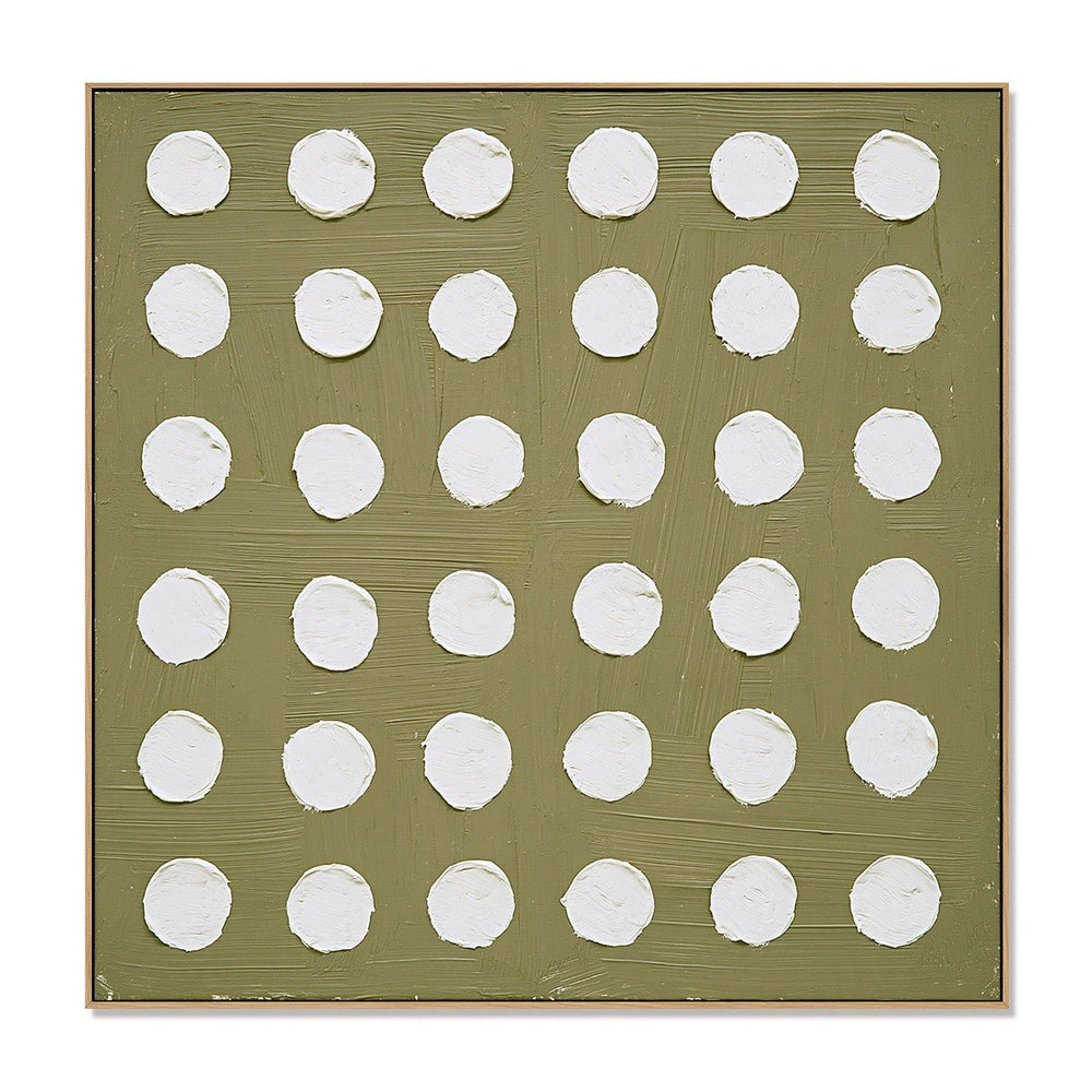 Olive Dot Grid – Minimalist Geometric Wall Art hand-painted wall art
