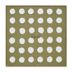 Olive Dot Grid – Minimalist Geometric Wall Art hand-painted wall art