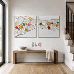 Pearlstone Passage – Abstract Textured Diptych Wall Art