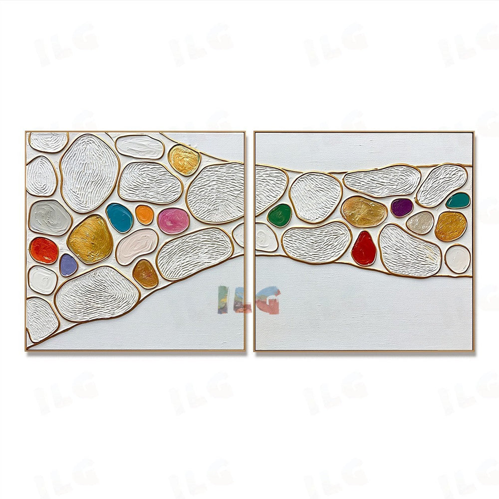 Pearlstone Passage – Abstract Textured Diptych Wall Art hand-painted wall art