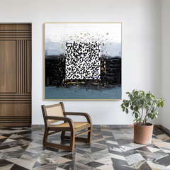 Quiet Script – Contemporary Black and White Abstract Oil Painting