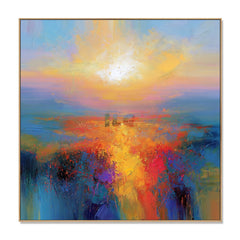 Radiant Horizon Bloom – Abstract Sunset Wall Art hand-painted wall art