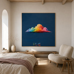 Rainbow Cloud Horizon – Abstract Textured Wall Art