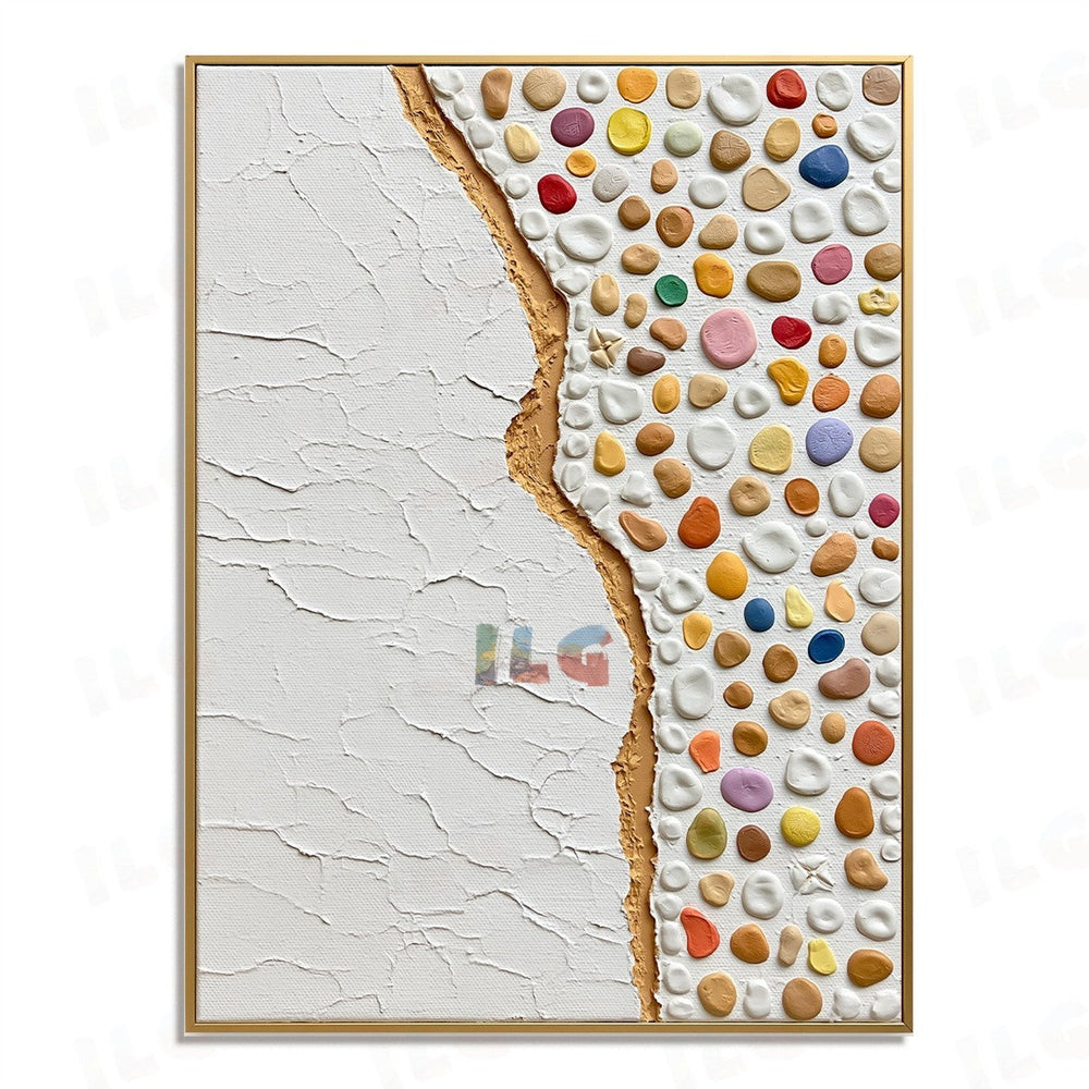 Sandsplit Pebble Coast – Abstract Textured Wall Art hand-painted wall art