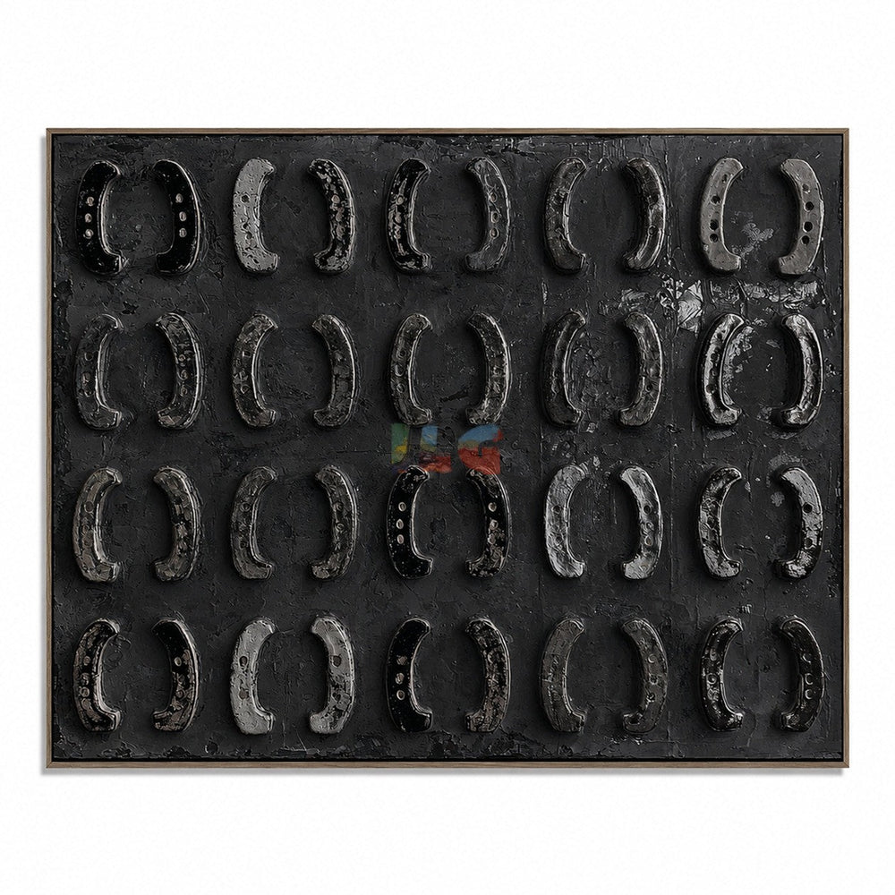Shadow Horseshoe Grid – Abstract Western Wall Art hand-painted wall art