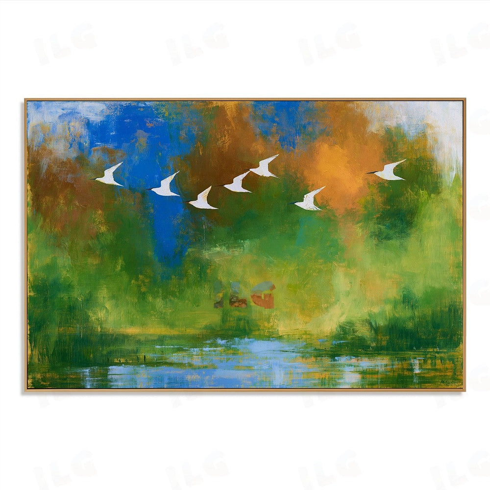 Verdant Flight – Abstract Nature Wall Art hand-painted wall art