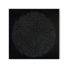 Eclipse Shadows – Black Textured Circular Abstract Painting