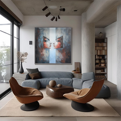 Dual Reflections – Abstract Figurative Oil Painting, Modern Surreal Portrait Wall Art