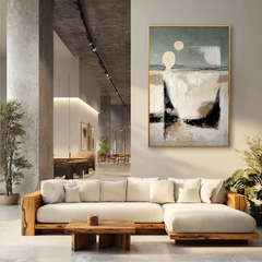 Pale Horizons – Textured Coastal Abstract Art
