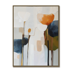 Quiet Petals – Textured Abstract Floral Oil Painting, Modern Neutral Wall Art