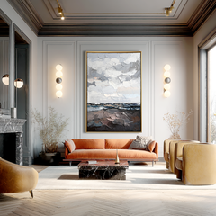 Tidal Overcast – Textured Coastal Abstract Painting