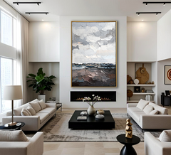 Tidal Overcast – Textured Coastal Abstract Painting