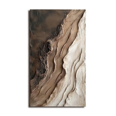 Earthly Tides – Textured Abstract Vertical Oil Painting in Earth Tones