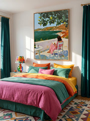 Serene Moments Wall Art Peaceful Woman Reading Book Near Ocean View Decoration