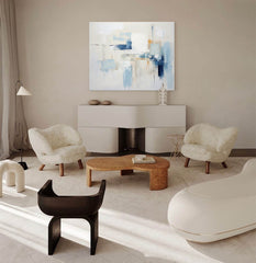 Modern Abstract Canvas Oil Painting Large Wall Art Blue Original Acrylic Oil Paninting Living Room Decoration