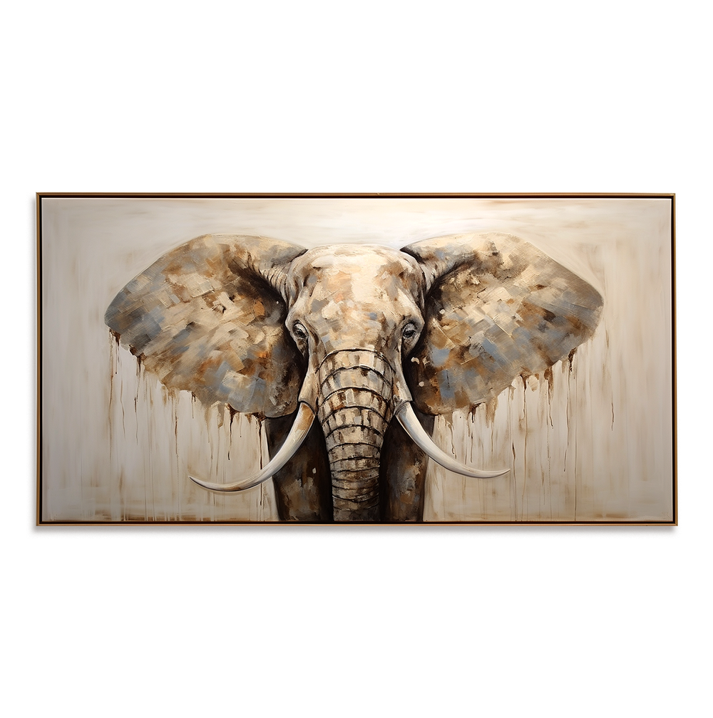 Majestic Stillness – Modern Elephant Portrait Oil Painting hand-painted wall art