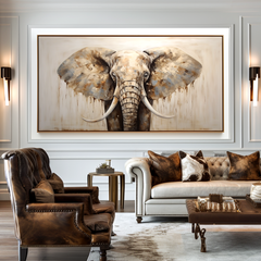 Majestic Stillness – Modern Elephant Portrait Oil Painting