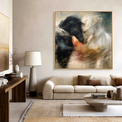 Silent Bond – Black and White Horse Canvas Art