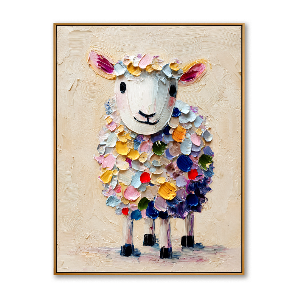 Colorful Sheep – Textured Animal Wall Art hand-painted wall art