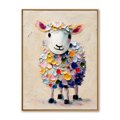 Colorful Sheep – Textured Animal Wall Art hand-painted wall art