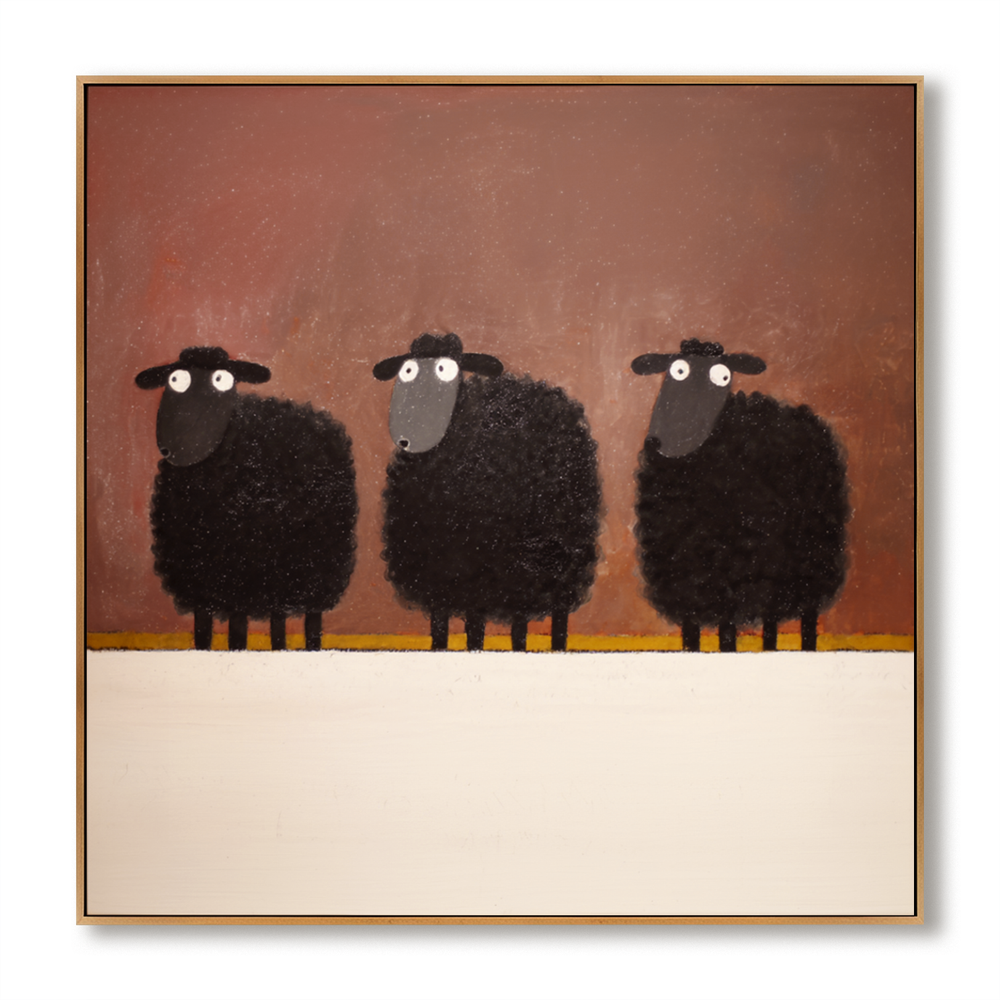 Three Watchers – Textured Animal Wall Art hand-painted wall art