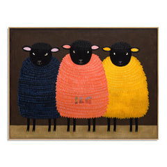 Bright Wool Companions – Sheep Wall Art hand-painted wall art
