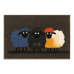 Colorful Flock Friends – Sheep Wall Art hand-painted wall art