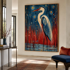 Moonlit Reed Heron – Bird Wall Art