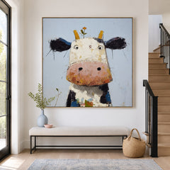 Playful Meadow Cow – Animal Wall Art
