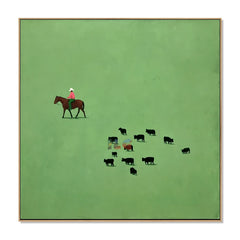 Quiet Pasture Rider – Minimal Western Wall Art hand-painted wall art