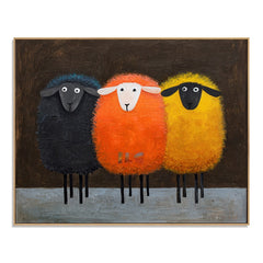 Woolly Farmhouse Trio – Sheep Wall Art hand-painted wall art
