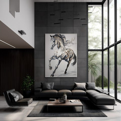 Spirit of Motion – Textured Abstract Horse Oil Painting, Modern Animal Wall Art