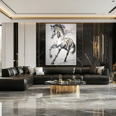 Spirit of Motion – Textured Abstract Horse Oil Painting, Modern Animal Wall Art