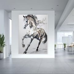 Spirit of Motion – Textured Abstract Horse Oil Painting, Modern Animal Wall Art
