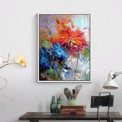 Floral Serenade-Abstract Floral Painting – Textured Vertical Canvas Art for Modern Interiors
