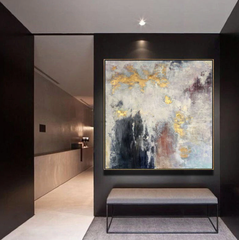 Nebula – Abstract Space Painting with Metallic Gold for Modern Interiors