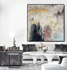 Nebula – Abstract Space Painting with Metallic Gold for Modern Interiors