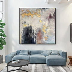 Nebula – Abstract Space Painting with Metallic Gold for Modern Interiors