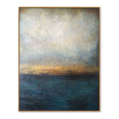 Seashore-Abstract Coastal Oil Painting – Vertical Textured Ocean Wall Art for Modern Decor